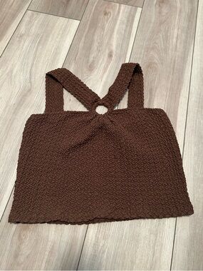 Mango Brown Textured Crop Top